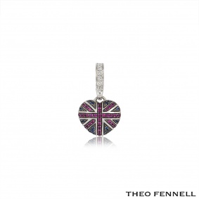 Theo Fennell White Gold Ruby, Sapphire & Diamond Heart 'Art Charm Theo Fennell White Gold Ruby, Sapphire & Diamond Heart 'Art Charm